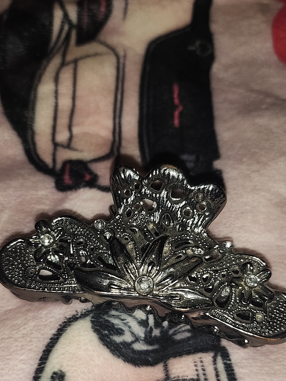 Silver Floral Metal Hair Clip